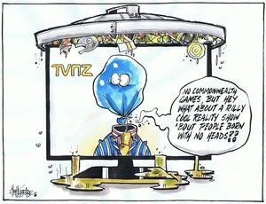 TVNZ "No Commonwealth Games, but hey what about a rilly cool reality show 'bout people born with no heads?!" 23 September 2009