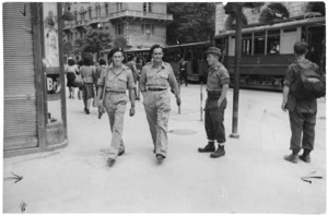New Zealand soldiers, and two men from the National Liberation Army of Yugoslavia, in Trieste, Italy, during World War 2