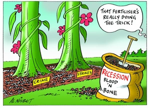 "That fertiliser's really doing the trick!" 'Recession blood 'n bone'. 4 October 2009