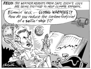 News - Weather reports from Capt. Cook's logs are being digitised to help climate experts. "Blimmin' heck - Global warming!? How do you reduce the carbon footprint of a sailin' ship?!!" 7 October 2009