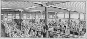 New Zealand Graphic & Ladies Journal :Benching room of same factory [1892]