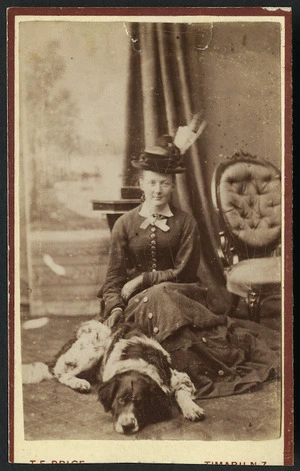 Price, Thomas Edward, 1863-1928: Portrait of unidentified woman with dog