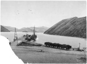 Creator unknown : View overlooking the wharf, Picton
