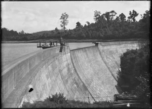 Creator unknown: Photograph of a spillway at Waitakere dam, Auckland region