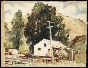 Higgs, Sydney Hamlet, 1884-1978 :[Rural scene with cottage, Silverstream? 1930s]