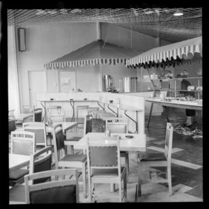 Interior of terminal building at Wellington Airport, Rongotai, Wellington, showing dining area