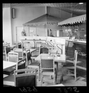 Interior of terminal building at Wellington Airport, Rongotai, Wellington, showing dining area