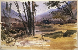 Hodgkins, William Mathew, 1833-1898 :[Bush and mountains. 1870s or 1880s]