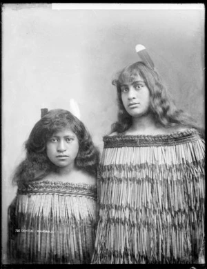 Two Maori girls, Wanganui region - Photograph taken by Frank J Denton