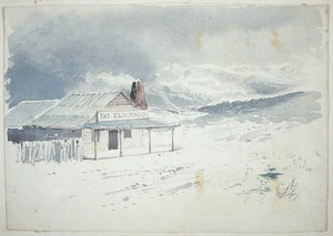 Hodgkins, William Mathew, 1833-1898 :The Eldorado [Hotel on the Waipori Road, Otago, ca 1865?]