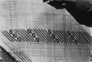 Detail of a finely woven flax floor mat (takapau)