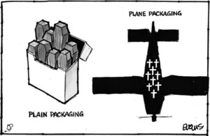Evans, Malcolm Paul, 1945- :Plain packaging - plane packaging. 16 August 2012