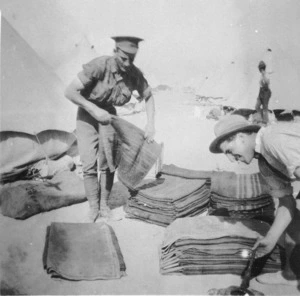 New Zealand soldiers sorting blankets, Egypt