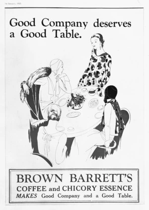 Advertisement in `The Mirror' for Brown Barrett's coffee and chicory essence