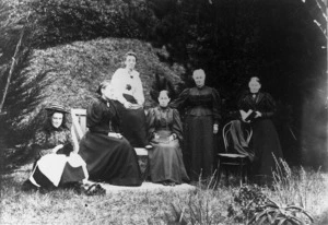 Olive Little and Carey Little, with other women