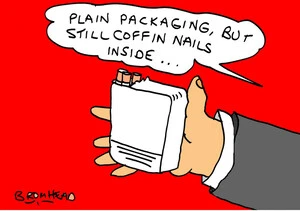 Bromhead, Peter, 1933- :"Plain packaging, but still coffin nails inside..." 23 August 2012