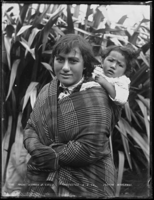 Unidentified woman and child, Wanganui region - Photograph taken by Frank J Denton
