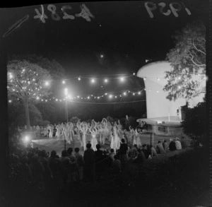 Unidentified ballet dancers during an evening performance at the Botanic Gardens, Wellington