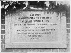 William Webb Ellis memorial tablet, Rugby School, England