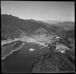 Aerial view of Picton and surroundings, New Zealand