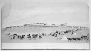 Photograph of a lithograph depicting a 'Grand Cricket Match'