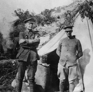 New Zealand soldiers outside tent, Gallipoli, Turkey