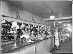Interior of the Golden Gate Milkbar, Wellington, 1940