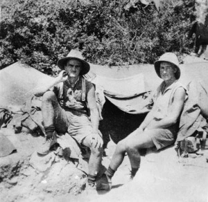 Two New Zealand soldiers sitting outside a tent, Gallipoli, Turkey