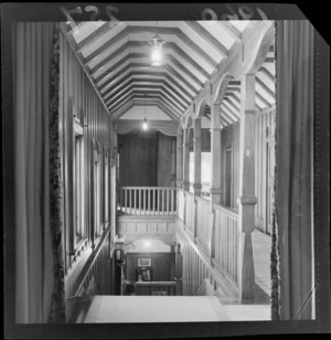 Interior view upstairs of Riddiford Estate, Woburn, Lower Hutt