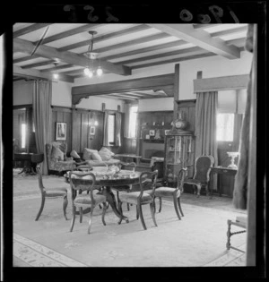 Interior view of dining room of Riddiford Estate, Woburn, Lower Hutt