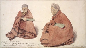 Strutt, William, 1825-1915 :Rawiri, a fully tattooed chief, a rare specimen of new specimens. New Plymouth, Taranaki. 1856