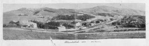 Panoramic view of Simla Crescent and Clark Street and the surrounding area in Khandallah, Wellington