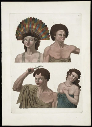 Various artists :[Poulaho, King of the Friendly Islands; Otago chief of Amsterdam Island; and two other portraits. 1773-1777. Plate] 79.