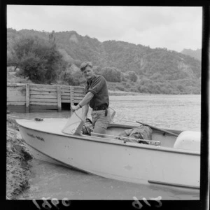 Jock Erseg, a Ranger of the Whanganui River, on his jet boat the 'Whio-nui', Manawatu-Whanganui Region