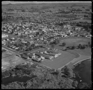 View over central Rotorua, the suburbs and hills beyond