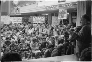 Sir Robert Muldoon speaking to an election meeting in Upper Hutt