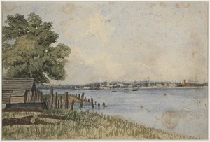 Artist unknown :[Early view of Auckland from the North Shore. ca 1880]