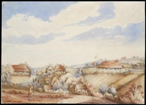 Artist unknown :[Early residences, Official Bay, Auckland. ca 1850]