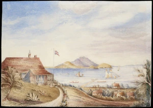 Artist unknown :[Auckland Harbour; looking down to Official Bay. ca 1850]