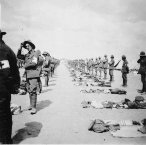 New Zealand soldiers in line for kit inspection, Egypt
