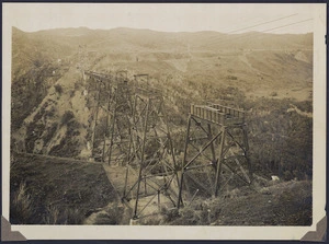 Maungaturanga railway viaduct under construction, Wairoa, Hawke's Bay
