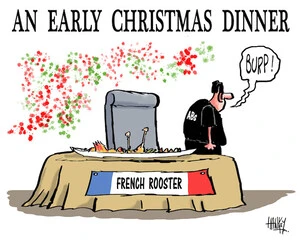 An early Christmas dinner - French rooster. "Burp!" 30 November 2009