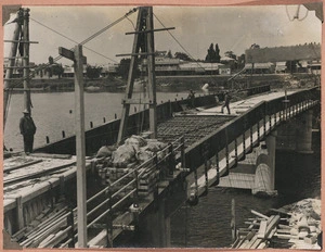 Wairoa River Bridge, Wairoa, Hawke's Bay, under repair after the 1931 Hawke's Bay earthquake