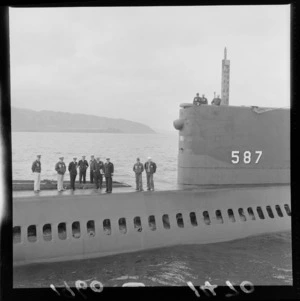 Naval officials on submarine USS Halibut, Wellington