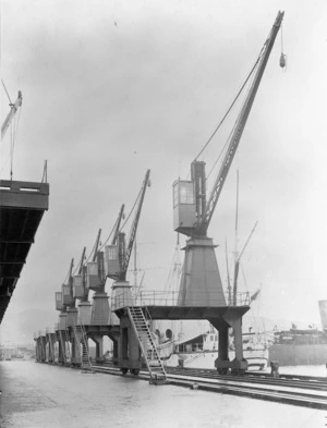 Cranes on a Wellington wharf
