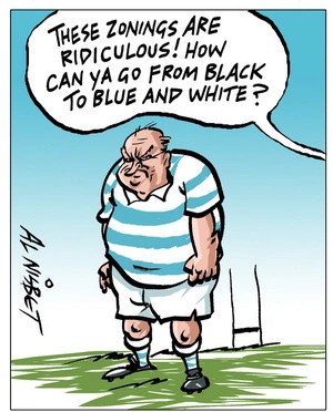 Nisbet, Alastair, 1958- :'These zonings are ridiculous! how can ya go from black to blue and white?'. 8 September 2012