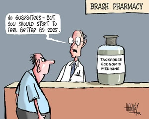 BRASH PHARMACY. "No guarantees - but you should start to feel better by 2025" 2 December 2009