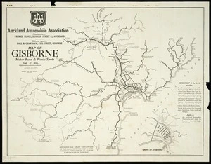 Map of Gisborne motor runs & picnic spots