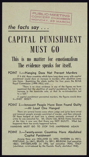 Public Committee for Abolition of Capital Punishment :The facts say ... Capital punishment must go. This is no matter for emotionalism; the evidence speaks for itself. [Recto. 1956]