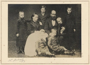 Jane and Arthur Brown with seven of their children
